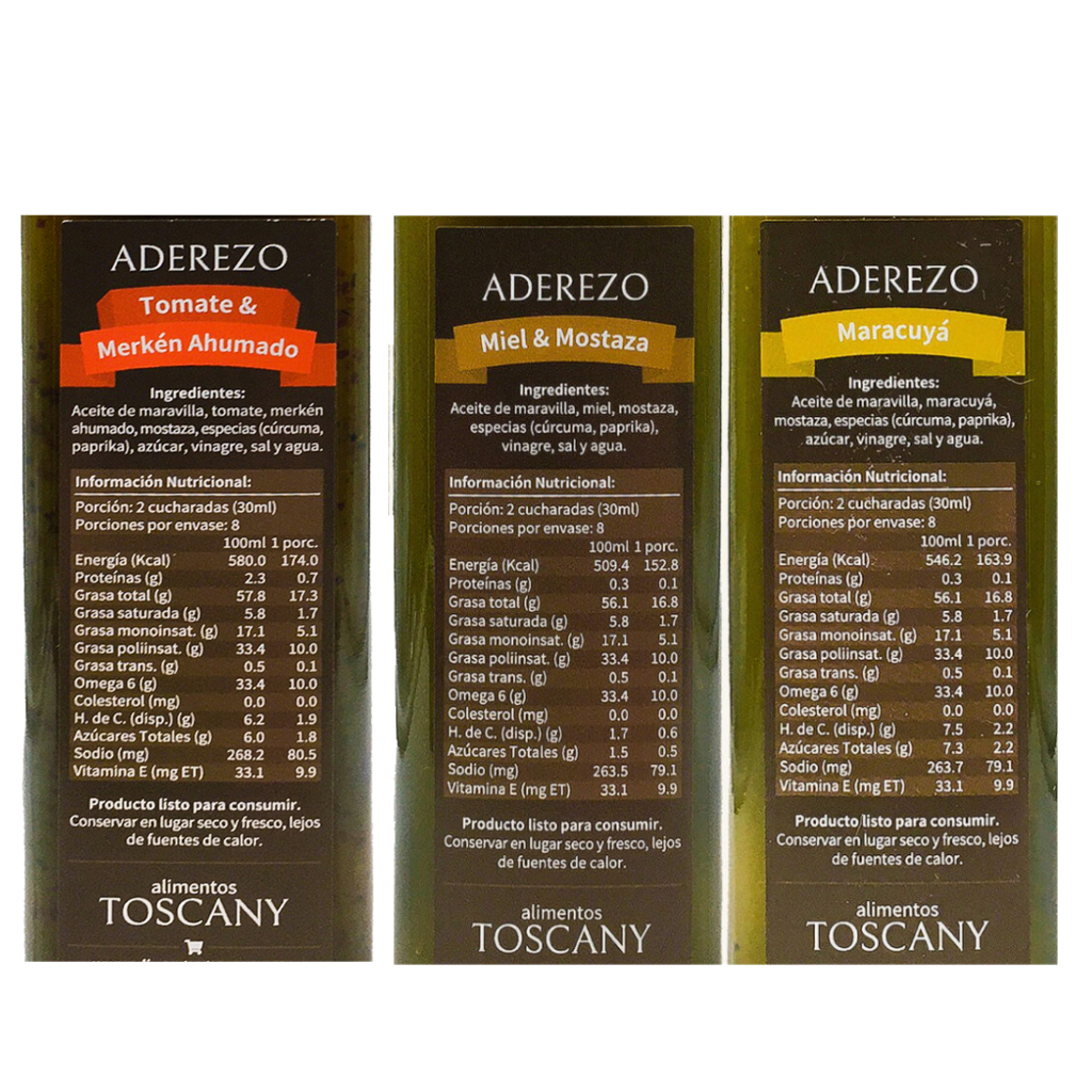 Pack Trío Aderezos Tomate Merkén - Miel Mostaza y Maracuyá