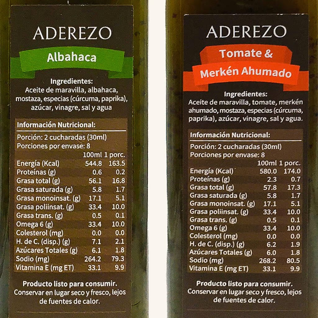 Pack Dúo Aderezos Albahaca y Tomate Merkén Ahumado
