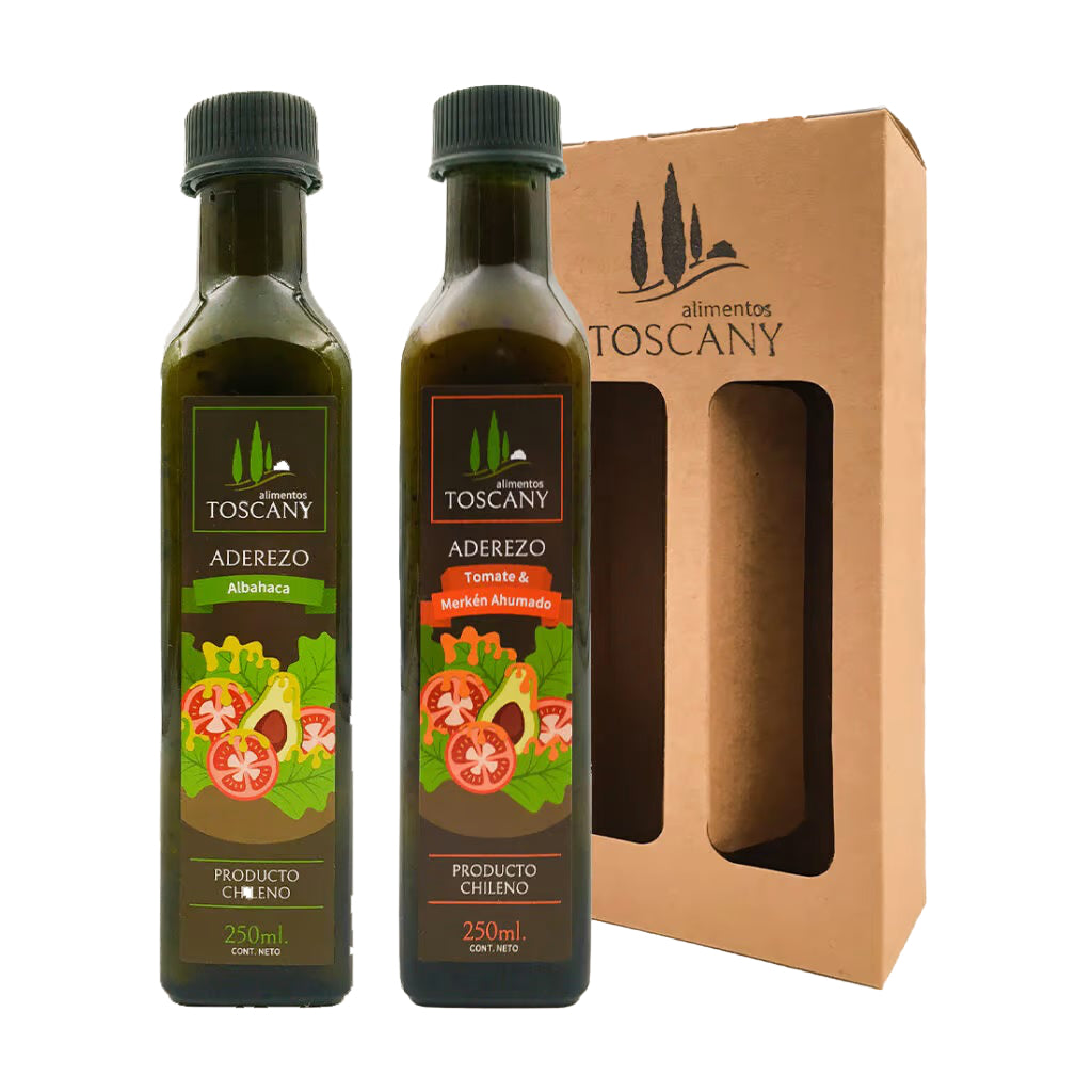 Pack Dúo Aderezos Albahaca y Tomate Merkén Ahumado