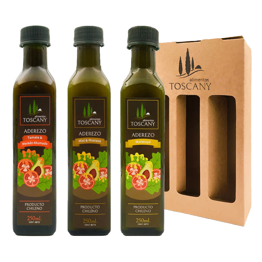 Pack Trío Aderezos Tomate Merkén - Miel Mostaza y Maracuyá