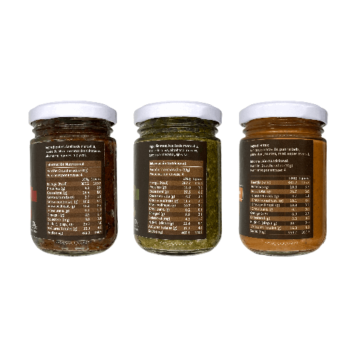 Pack Trío Pestos - Tomate Deshidratado - Albahaca - Pimentón Asado