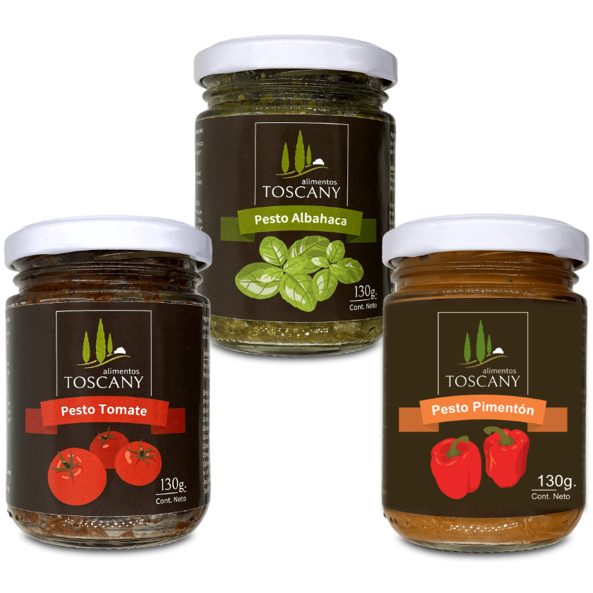 Pack Trío Pestos - Tomate Deshidratado - Albahaca - Pimentón Asado